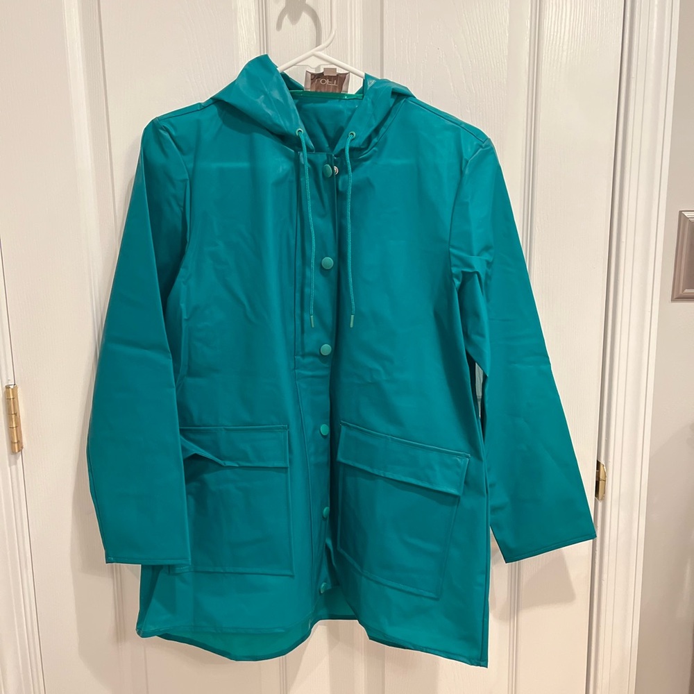 LOFT Green Rain Jacket with Hood